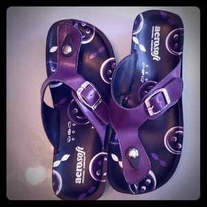 Purple comfort flip flops